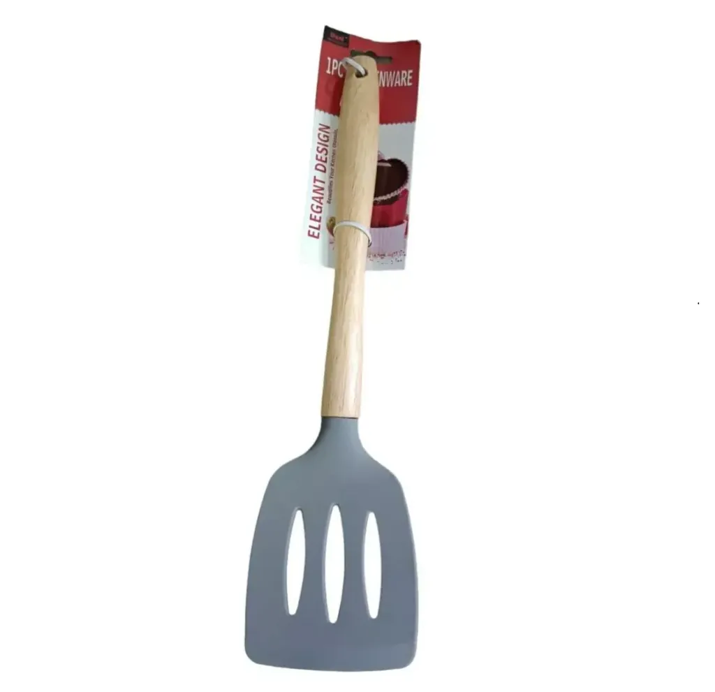 Espátula Calada Siliconada Mango Madera