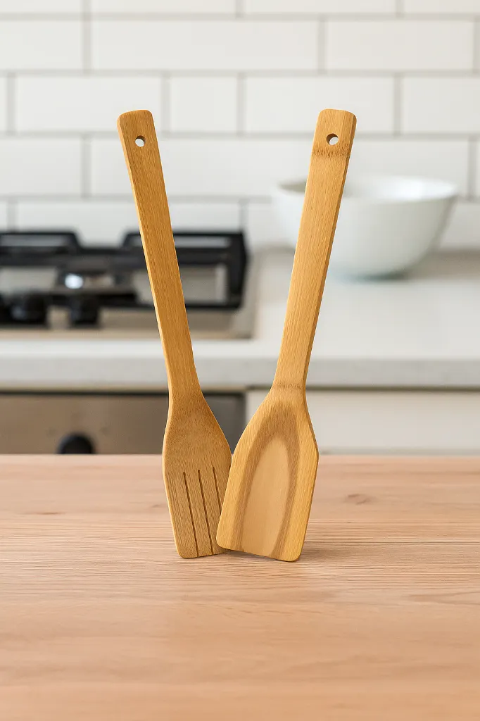 Set Espátula + Espátula Ranurada Bambú